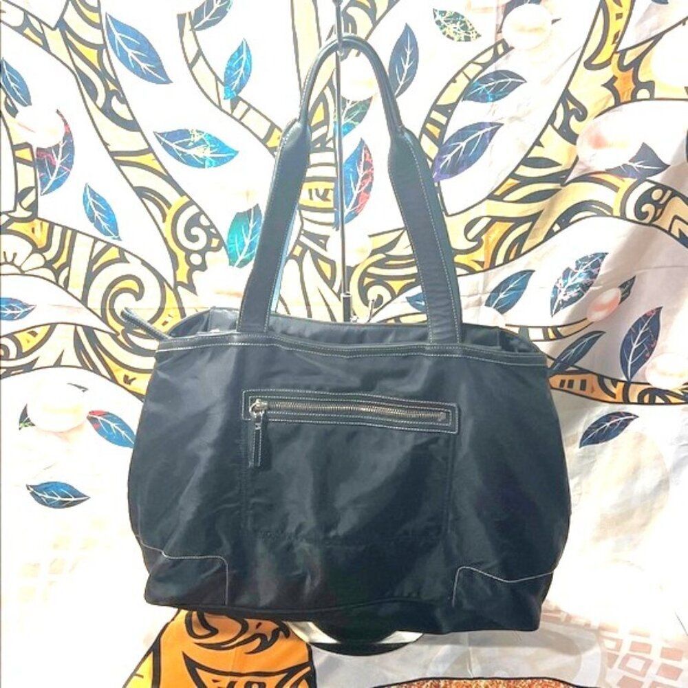 Coach Black Nylon Tote w/ Blue Leather Trim — Style 5171 — Made in Turkey
